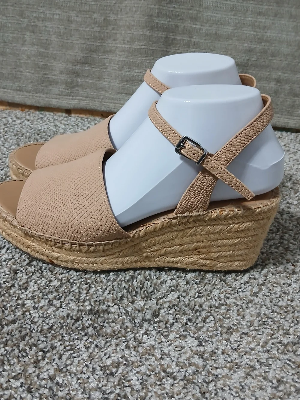 Franco Sarto Neutral Beige Espadrille Wedge Sandals